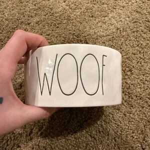 Rae Dunn 6 inch Dog Bowl with 'WOOF'